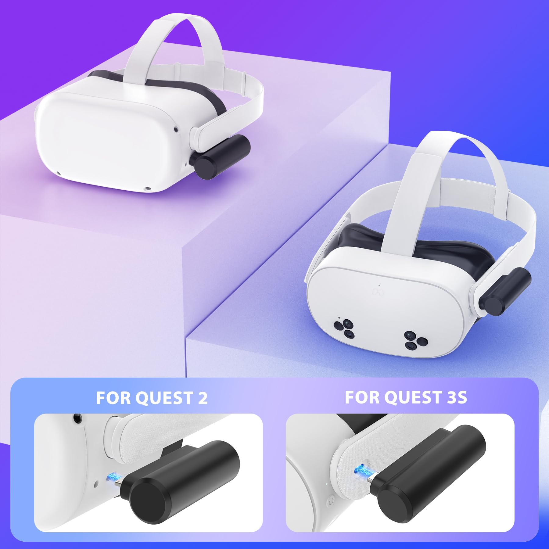 Yrxvw Battery Pack Compatible With Meta Quest 3S/Oculus Quest 2 Accessories,Portable Fast Charger Vr Battery Pack, Light Weight